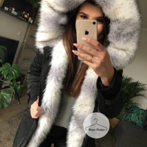 Czarna Kurtka Parka Arctic futro sztuczne ombre K.Zell S-L