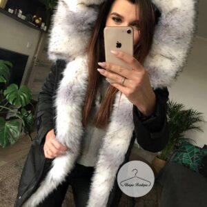 Czarna Kurtka Parka Arctic futro sztuczne ombre K.Zell S-L