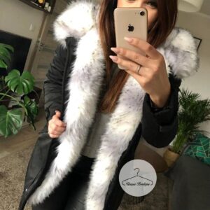 Czarna Kurtka Parka Arctic futro sztuczne ombre K.Zell S-L
