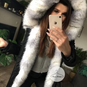 Czarna Kurtka Parka Arctic futro sztuczne ombre K.Zell S-L