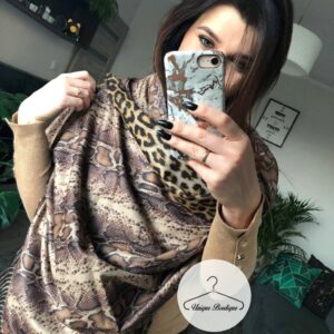 Dwustronny szal chusta SNAKE/LEOPARD zwierzęcy motyw print