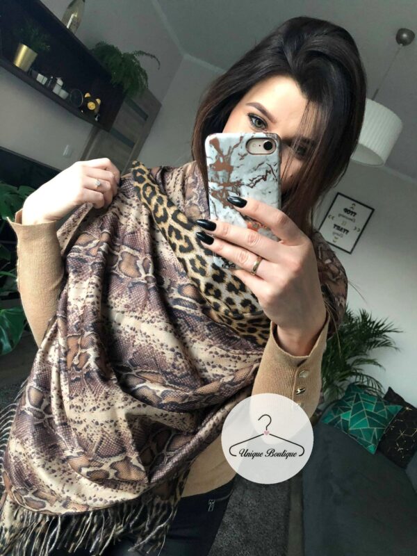 Dwustronny szal chusta SNAKE/LEOPARD zwierzęcy motyw print