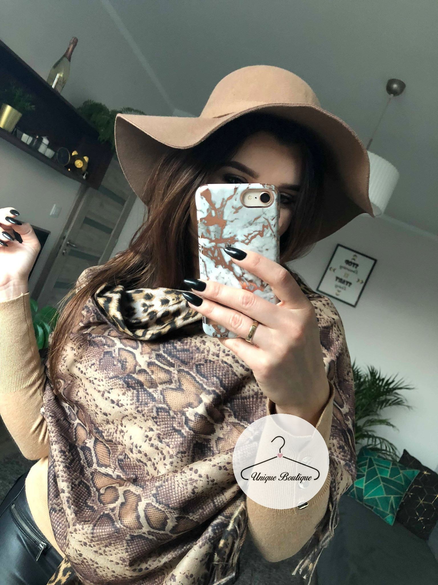 Dwustronny szal chusta SNAKE/LEOPARD zwierzęcy motyw print