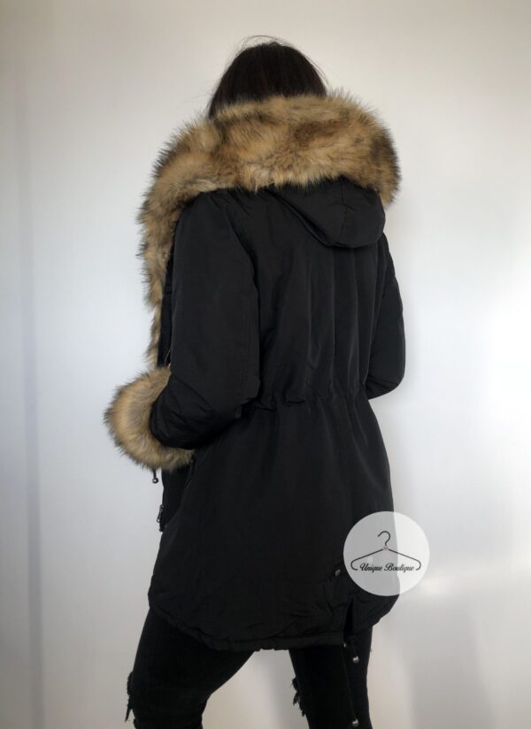 4016.jpg Zimowa czarna parka Winter natural brązowe futro sztuczne XS-L