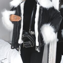 Kurtka jeansowa katana ze sztucznym futerkiem Denim Black&White