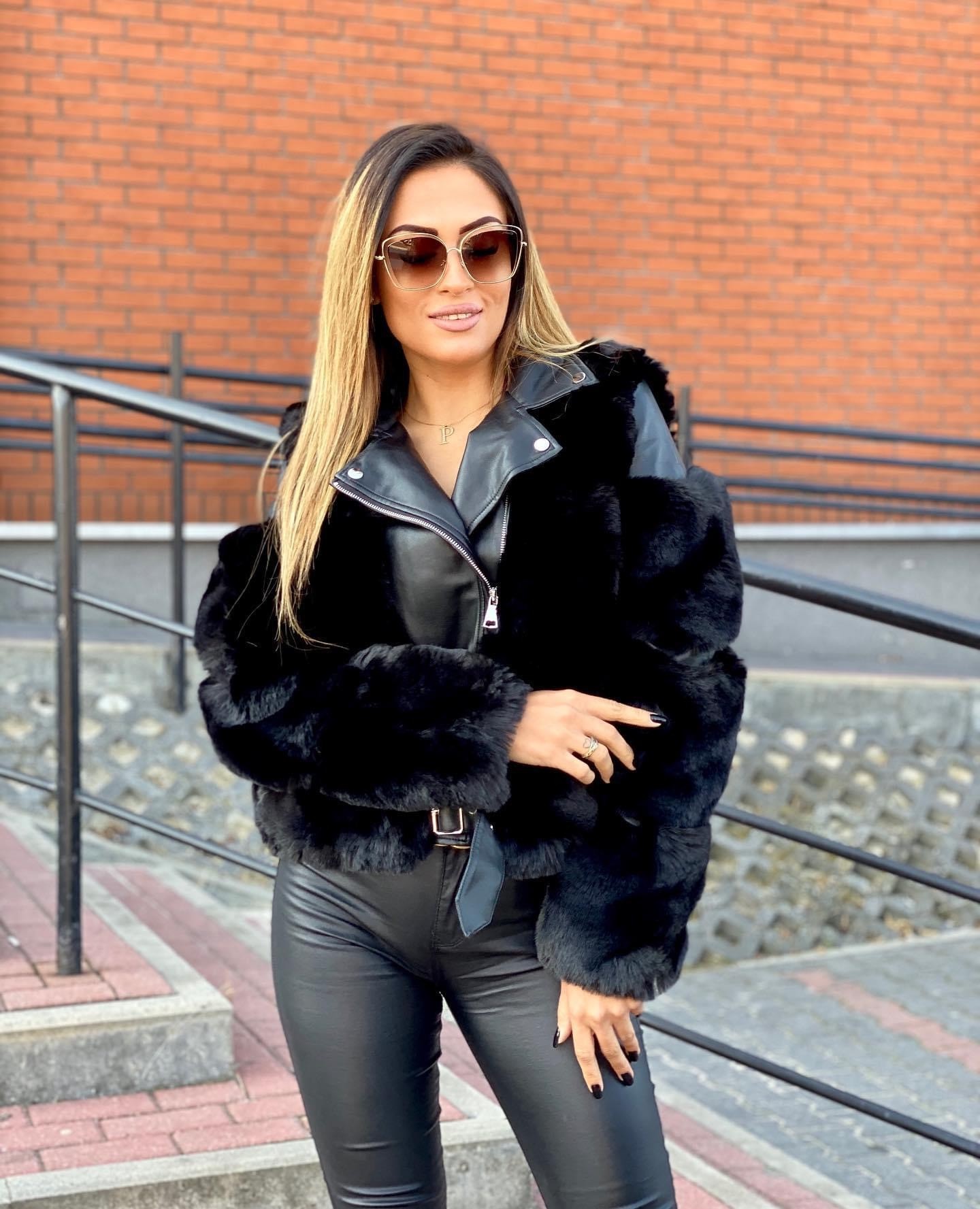 Futrzana ramoneska czarna Lily Black