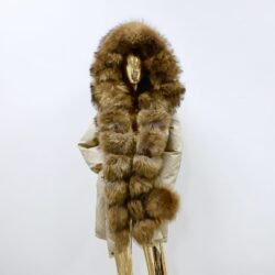 Beżowa Parka Jenot Supreme Black – Italy Moda | Damska kurtka z naturalnym futrem