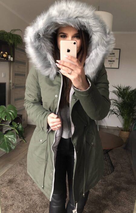 Parka Really khaki dwustronna Kurtka Szara