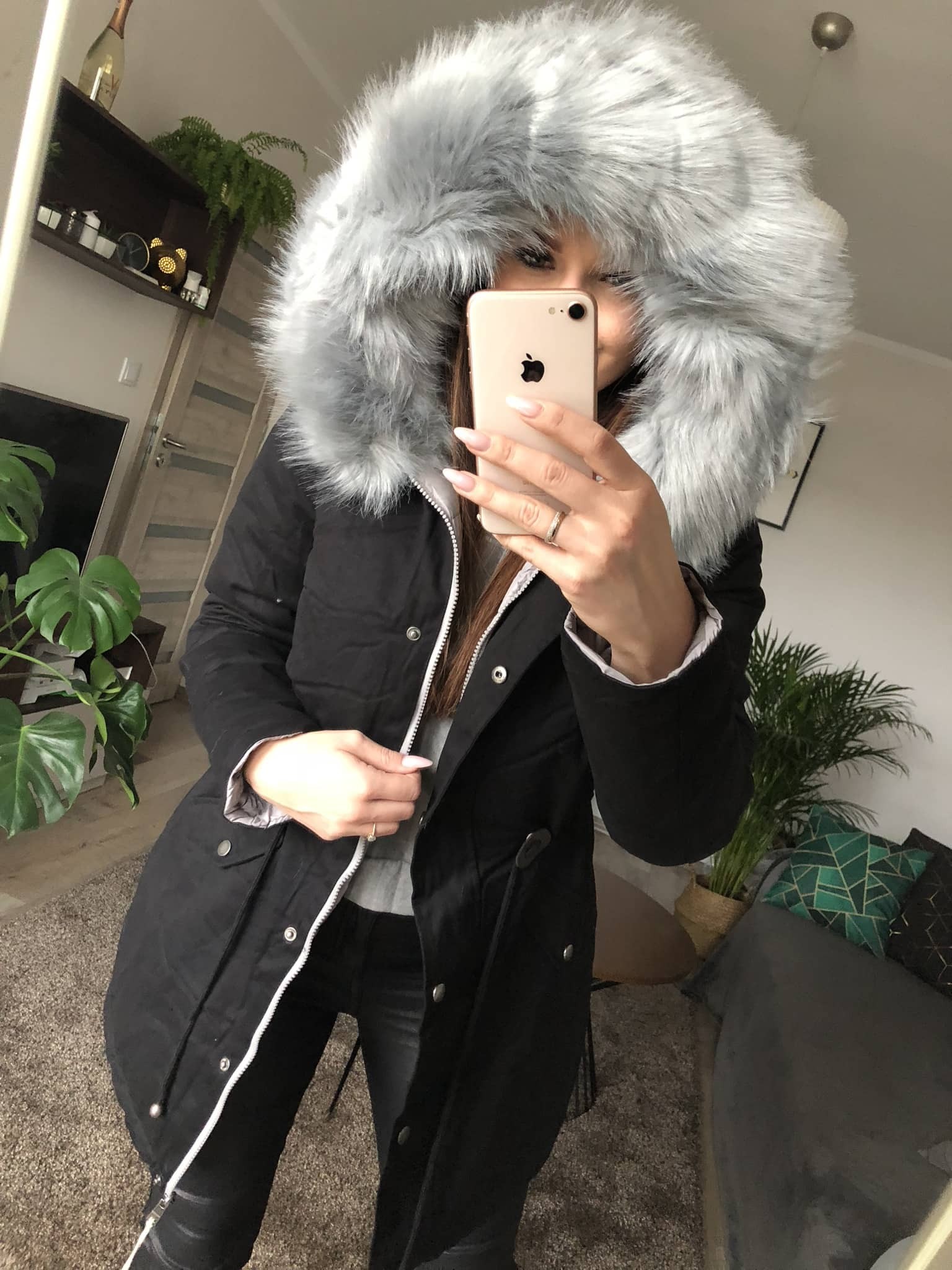 Parka Really Czarna Dwustronna Kurtka Szara