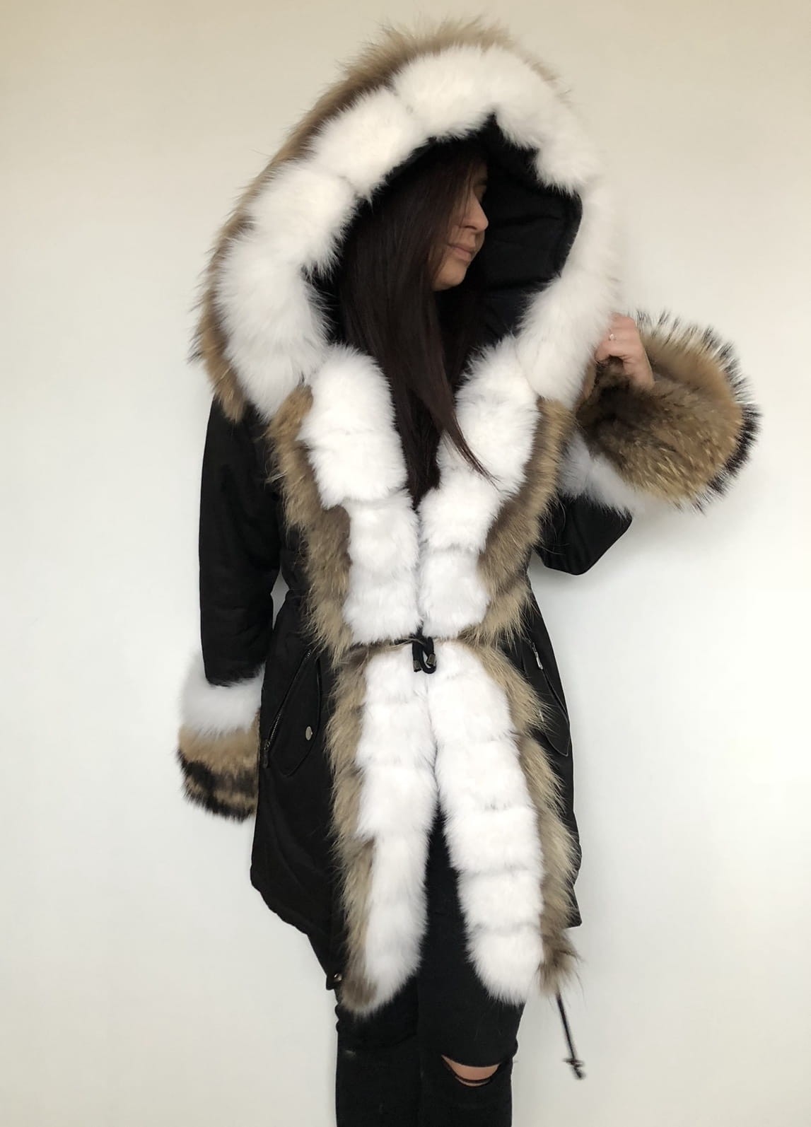 5416.jpg Kurtka parka zimowa Kate Futro Naturalne jenot lis
