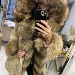Beżowa Parka Jenot Supreme Black – Italy Moda | Damska kurtka z naturalnym futrem