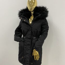 Dwustronna kurtka parka zimowa Nord czarna z futrem sztucznym