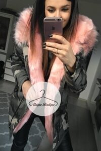 Kurtka Parka Szara MORO futro sztuczne róż K.Zell S-L