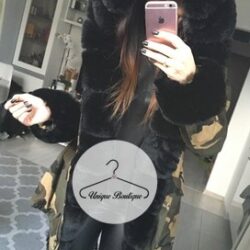 Zimowa parka Moro Premium czarne futro sztuczne XS-L