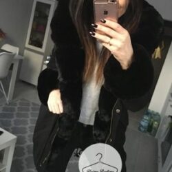 Zimowa CZARNA parka Premium czarne futro sztuczne XS-XL