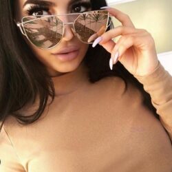 Okulary gwiazd przeciwsłoneczne KOCIE OCZY lustro mirrored rose gold