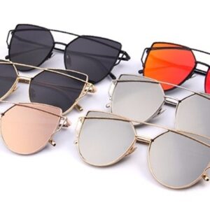 Okulary gwiazd przeciwsłoneczne KOCIE OCZY lustro mirrored rose gold
