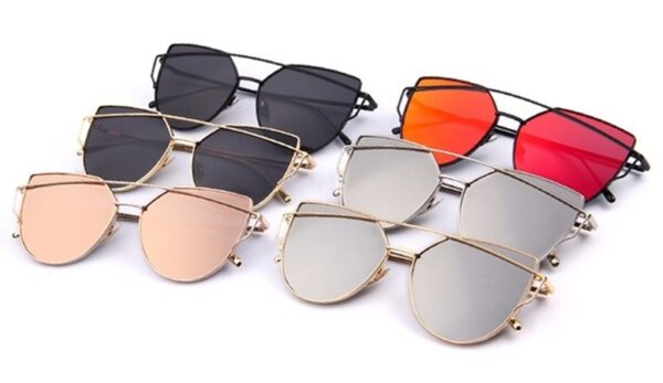 Okulary gwiazd przeciwsłoneczne KOCIE OCZY lustro mirrored rose gold